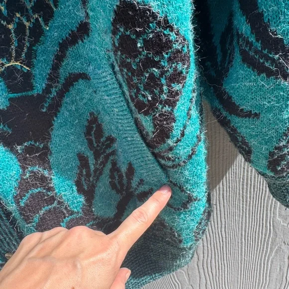 Vintage New Wang Kong Knit Cardigan With Floral Appliqué Size MD - Picture 15 of 16